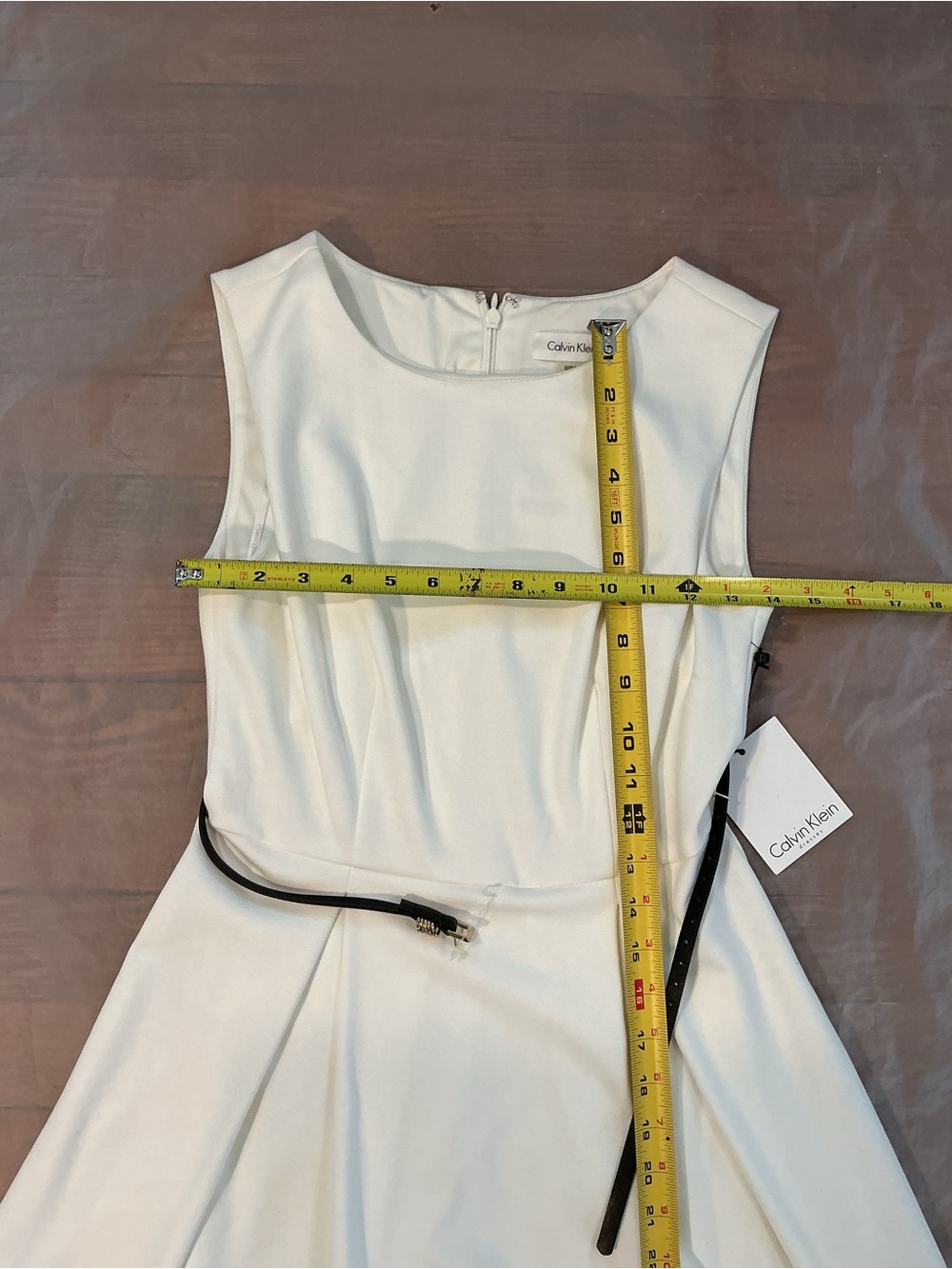 Calvin Klein White Sleeveless Mini Dress with Black Stripes - Picture 5 of 7